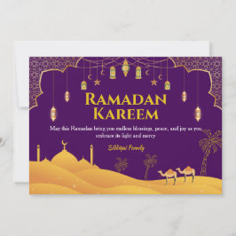 Festividades Cartão de Saudação Roxo e Dourado Ramadan Mubarak