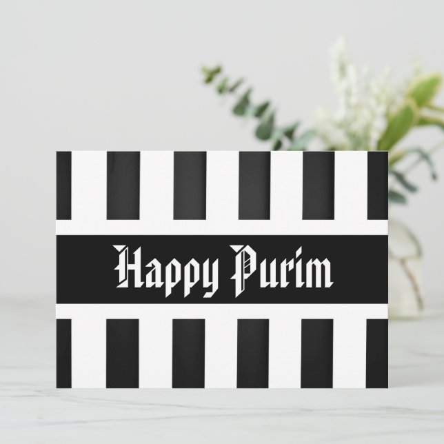 Festividades Cartão de Saudação Simples de Purim Preto (Em pé/Frente)