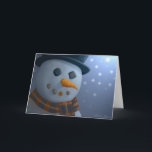 Festividades Cartão de Saudação Snowman<br><div class="desc">Envie suas saudações do Seasons com este cartão de saudação de inverno vazio que mostra uma ilustração de um boneco de neve contra um fundo azul de neve.</div>