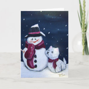 Festividades Cartão de saudação Snowman e Westie
