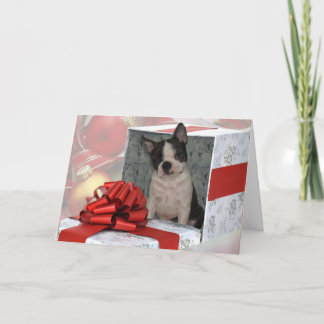 Festividades Cartão de Saudação Terrier de Boston de Natal