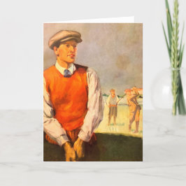 Festividades Cartão de Saudação Vintage Golfer