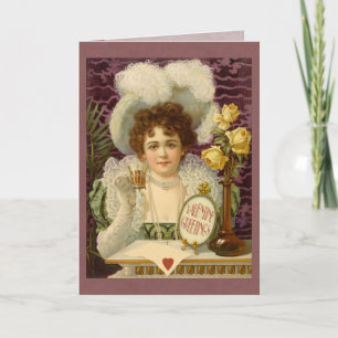 Festividades Cartão de Saudação Vintage Namorados Café Girl CC0