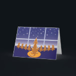 Festividades Cartão de Saudação WagsToWish_Menorah<br><div class="desc">É uma maneira doce de desejar a alguém um Hanukkah feliz. Nossos cães de Hanukkah esperançosos colocarão um sorriso brilhante na face de qualquer receptor sortudo. E o verdadeiro milagre é, você pode comprar-lo 24 horas por dia, 7 dias por ano. A área de saudação de dentro é totalmente personalizável....</div>