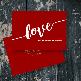 Festividades Cartão de Script Vermelho "Ame Sempre Para Sempre"