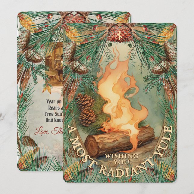 Festividades Cartão de Solstício de Inverno Clássico Yule Log - (Frente/Verso)