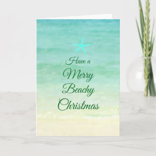 Festividades Cartão de Starfish de Natal de praia feliz