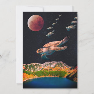 Festividades Cartão de Tartarugas Surrealistas Voadoras no Espa