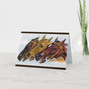 Festividades cartão de três cavalos