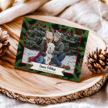 Cartão de uma foto de aquarela pinheiro natal