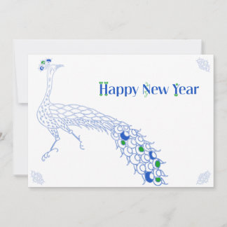 Festividades Cartão de vazio de Ano Novo Elegante azul-pavão, v