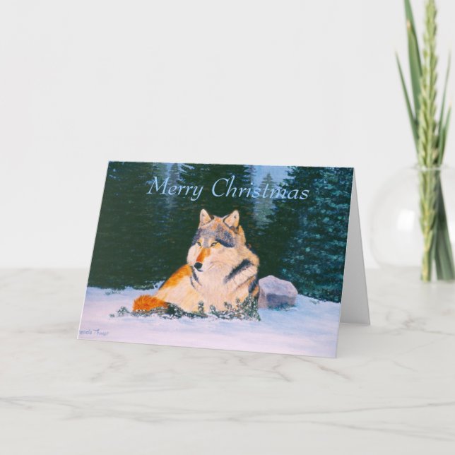 Festividades Cartão de Vazio de Natal Timber Wolf (Frente)