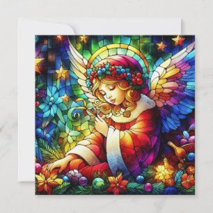 Festividades Cartão de Vestígio de Vidro com Aquarela de Natal