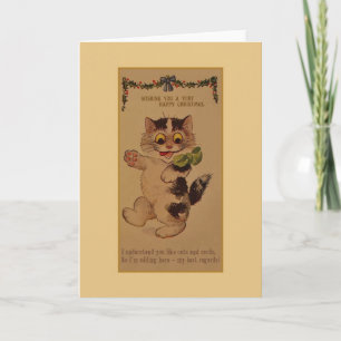 Festividades Cartão de Vintage Cat Christmas