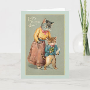 Festividades Cartão de Vintage Cat Christmas