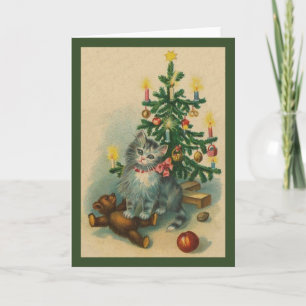Festividades Cartão de Vintage Kitten
