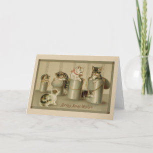 Festividades Cartão de Vintage Kittens para o Natal