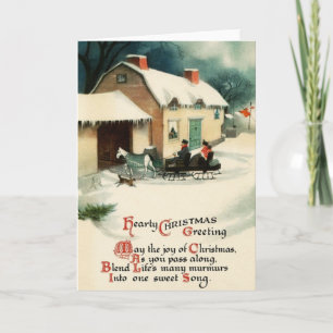 Festividades Cartão de Vintage Sleigh Ride Christmas