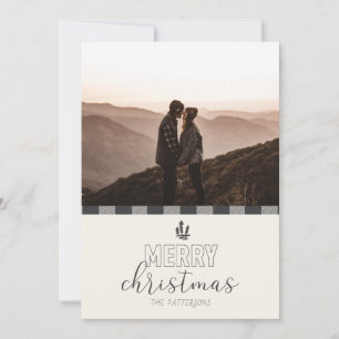 Festividades Cartão de Xadrez de Cinza Buffalo Moderno Feliz N