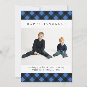 Festividades Cartão de Xadrez Feliz Hanukkah Buffalo no Natal