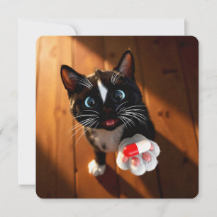 Festividades Cartão Divertido de Recuperação Gato Entrega Seu