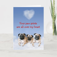 Cartão do amor de filhote de cachorro do Pug