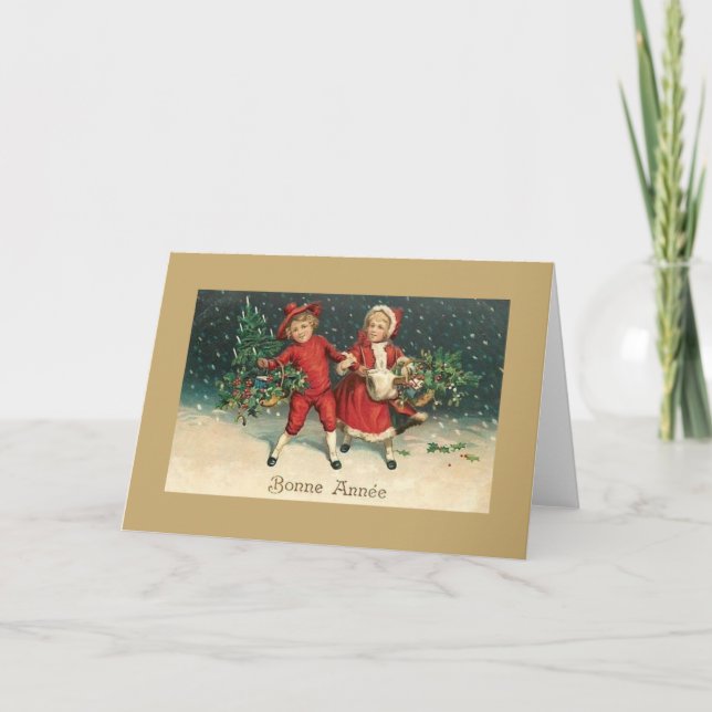 Festividades Cartão do ano novo de Bonne Année do francês do (Frente)
