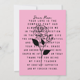 Festividades Cartão do Dia das Mães com Design de Rosa de Coraç