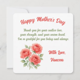 Festividades Cartão do Dia das Mães com Flores de Aquarela