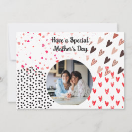 Festividades Cartão do Dia das Mães com Foto de Corações Rosa P