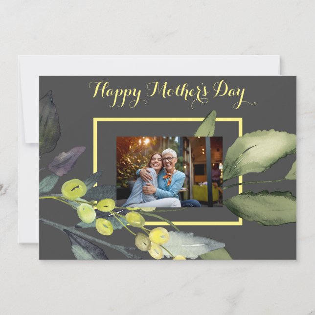 Festividades Cartão do Dia das Mães com Foto e Floral Ramo de O (Frente)