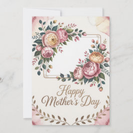 Festividades Cartão do Dia das Mães com Moldura de Rosa Elegant