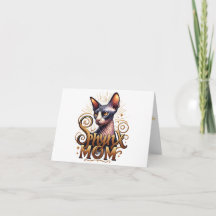 Cartão do Dia das Mães para Mãe de Gato Sphynx
