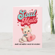 Cartão do Dia dos Namorados de Gato Retro Soul Mat