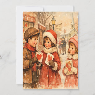 Festividades Cartão do Dia dos Namorados no estilo vintage de 1