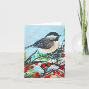 Festividades Cartão do feriado de inverno do Chickadee