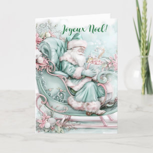 Festividades Cartão Dobrado de Natal Vintage Joyeux Noël Santa
