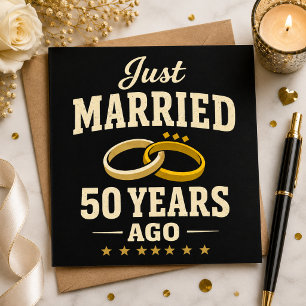 Festividades Cartão dourado de celebração de 50 anos de casados