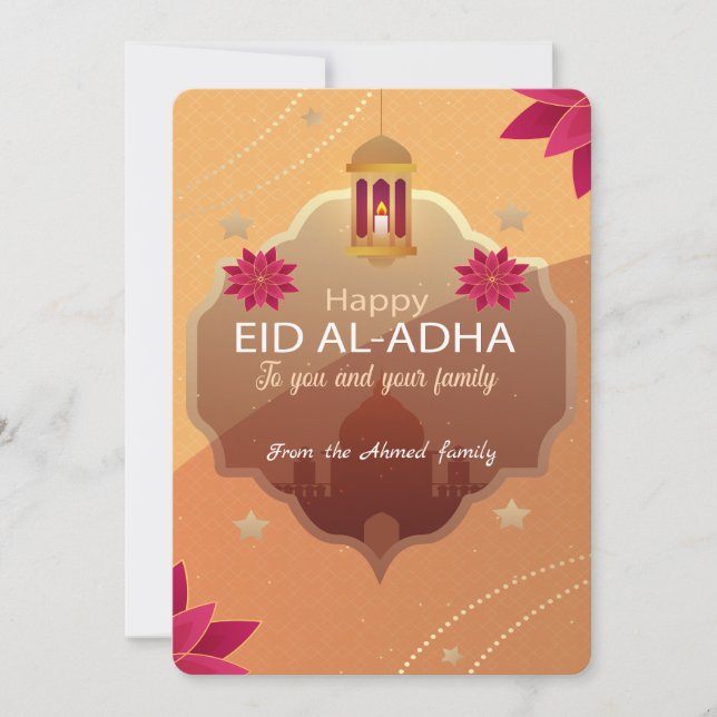 Festividades Cartão Elegante de Eid al-Adha Mubarak (Frente)