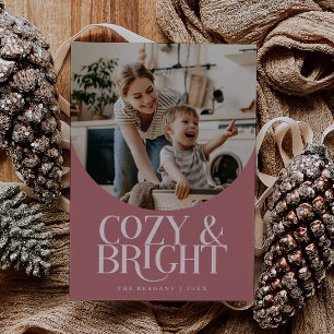 Festividades Cartão Elegante de Férias Rosa, Cozy Bright