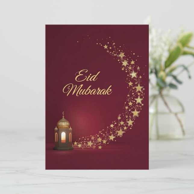 Festividades Cartão elegante personalizado de Eid Mubarak (Em pé/Frente)