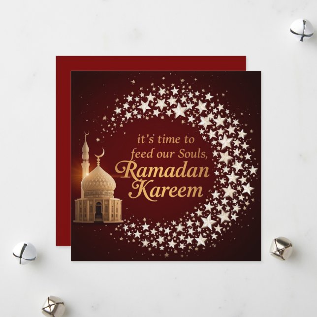 Festividades Cartão Elegante Personalizado de Férias Ramadan Ka (Frente/Verso In Situ)