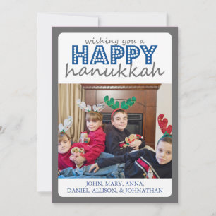 Festividades Cartão feliz animador de Hanukkah (cinza/azul)