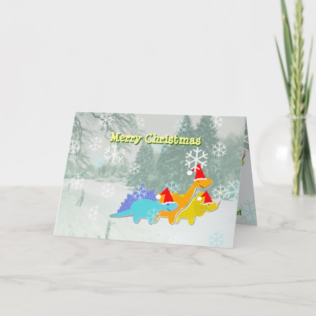 Festividades Cartão Feliz de Natal para Dinossauros (Frente)
