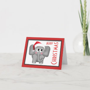 Festividades Cartão "Feliz Natal" do Elefante de Santa Hat