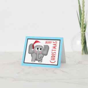 Festividades Cartão "Feliz Natal" do Elefante de Santa Hat