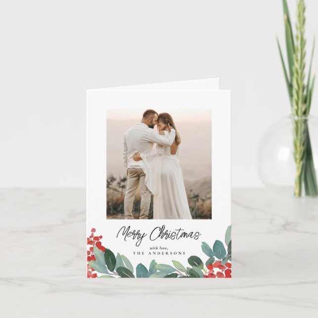 Festividades Cartão Festivo De Férias De Natal Com Aquarela (Frente)