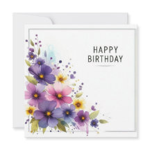 cartão floral de aniversário feliz