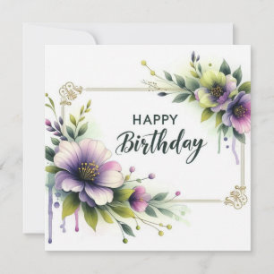 Festividades cartão floral de feliz aniversário