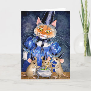 Festividades Cartão Halloween de bruxa-bruxa-gato
